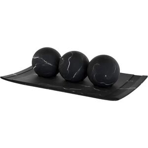 Creative Scents Black Marble Tray and Orb Set Decorative Accent